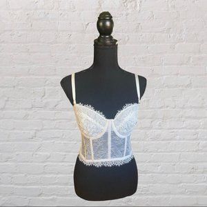 Victoria's Secret 34DD White Bustier Bra Top Removable Straps